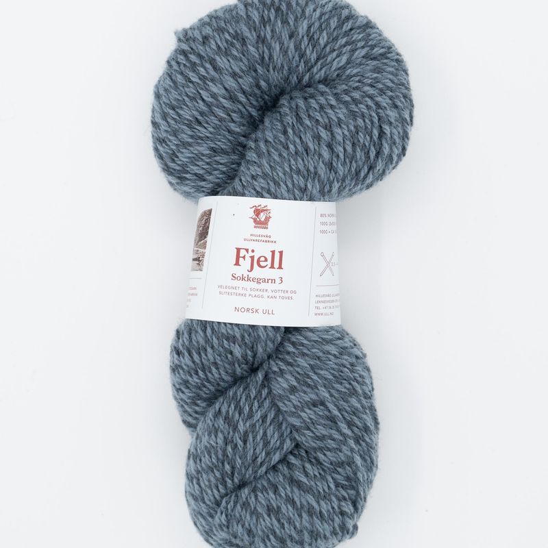 Fjell sokkegarn 3, lys blågrå/grå molinert