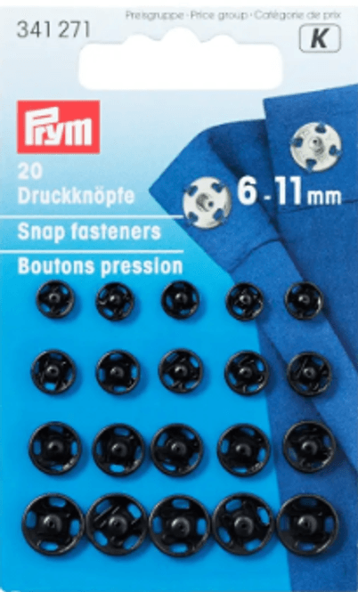 Hovedbilde Trykknapper 6 - 11 mm 20 stk svart